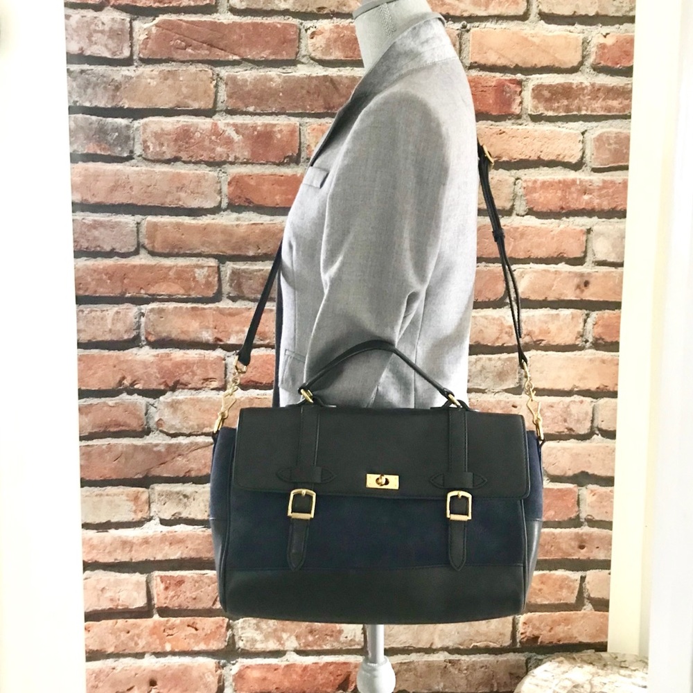 J. Crew Marlie Satchel Handbag Navy - Picture 1 of 8